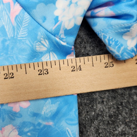 Bad Birdie Polo Shirt Mens 2XL Blue Pink Floral Bird Print Golf Performance - Picture 5 of 7